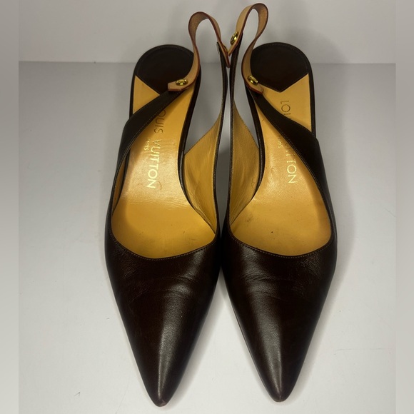 LOUIS VUITTON Leather Slingback Pumps - Picture 3 of 8